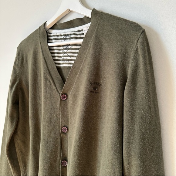 Diesel Cardigan Sweater Grandpa In Olive Green Size L - Picture 3 of 8